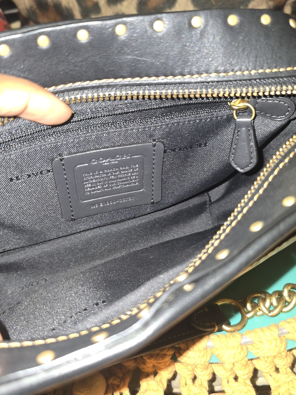 Coach Jamie Leopard Camera Bag Gold Chain Strap Black Trim Studs - Picture 5 of 7